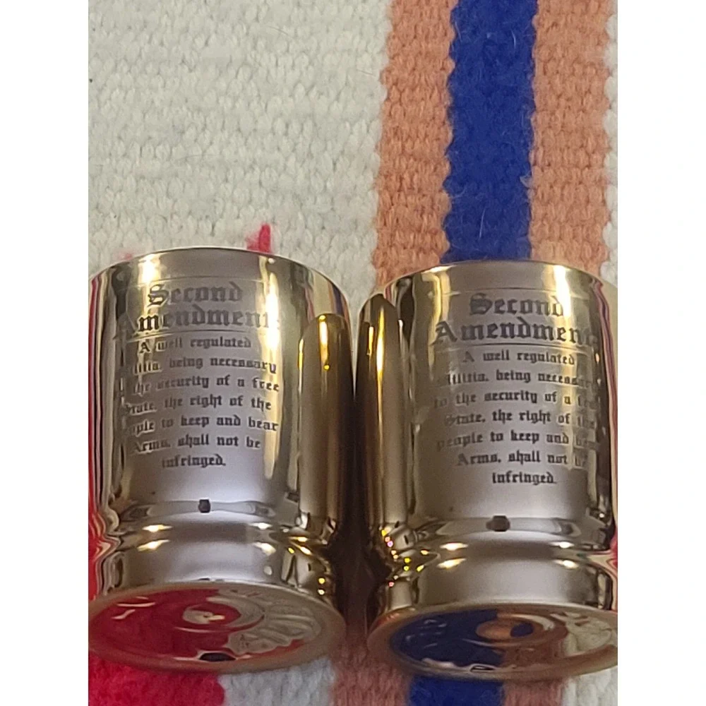 Old Southern Brass 2nd Amendment 50 Caliber Shot Glass Set of 2 Bullet Casing